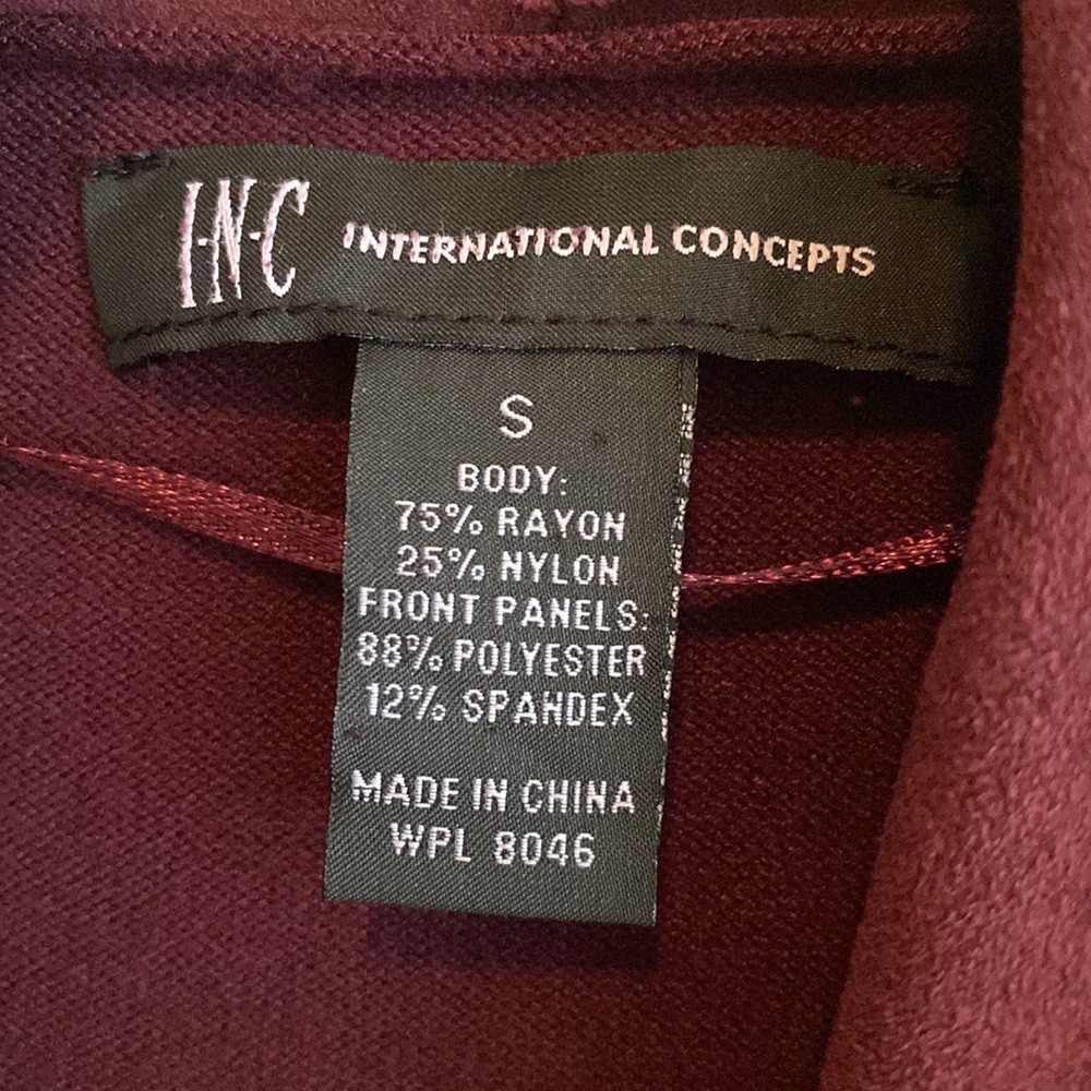 INC Waterfall Faux Suede front and Ribbed Back Open Cardigan - Picture 3 of 7